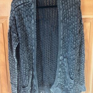 La Hearts Charcoal Open-Front Cardigan